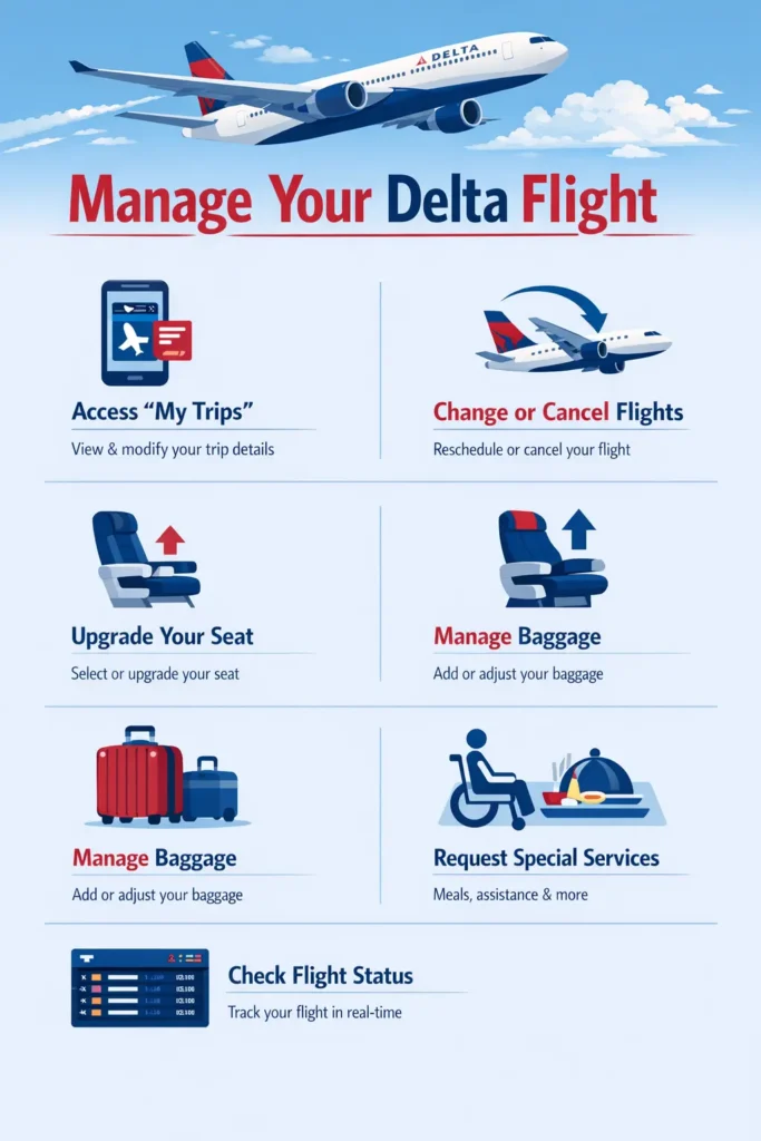 Delta airlines manage booking