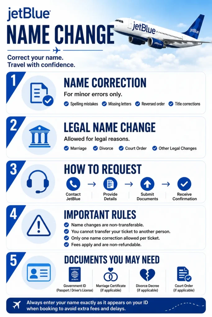 JetBlue name change policy