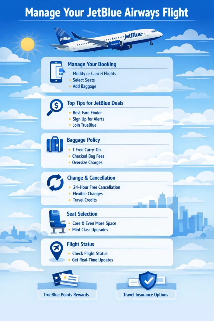 manage JetBlue Airways flight