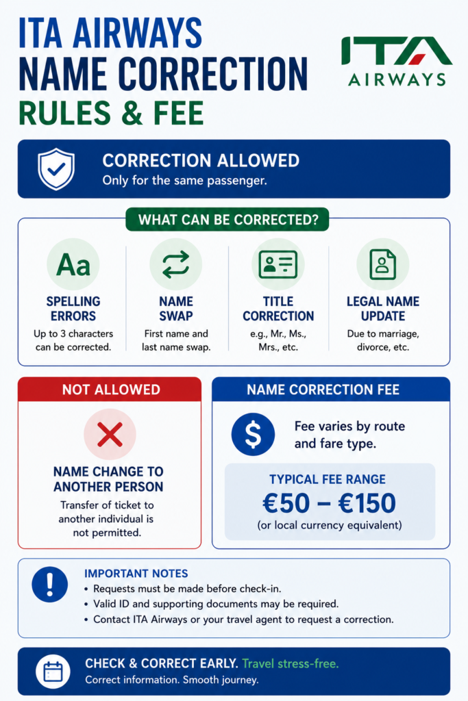 Change Name on ITA Airways Ticket
