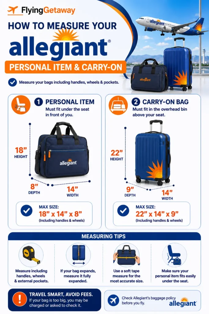 Allegiant personal item size
