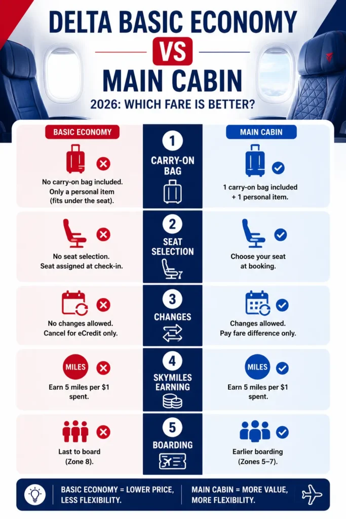 Delta Basic Economy vs Main Cabin