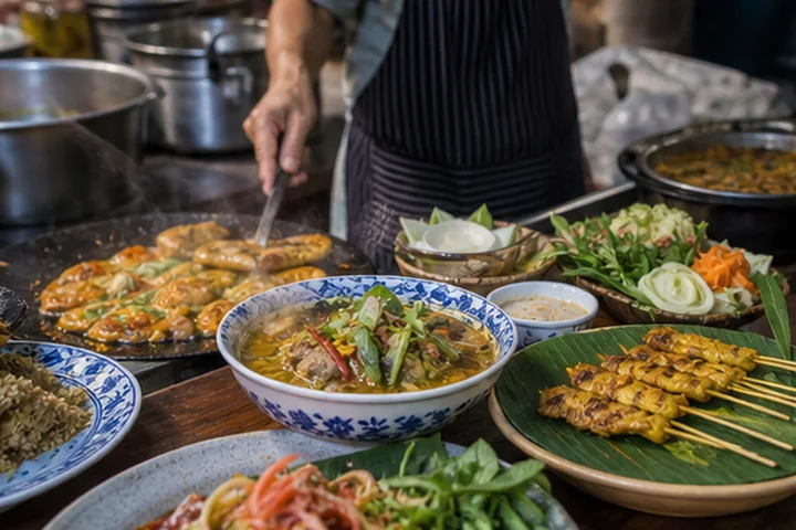 Thai dishes and local food preparation in Bangkok