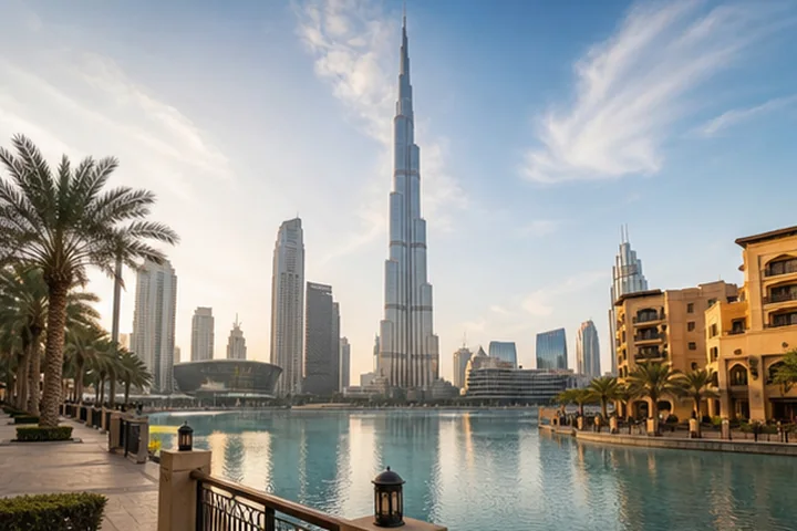 Burj Khalifa and Downtown Dubai from the waterfront