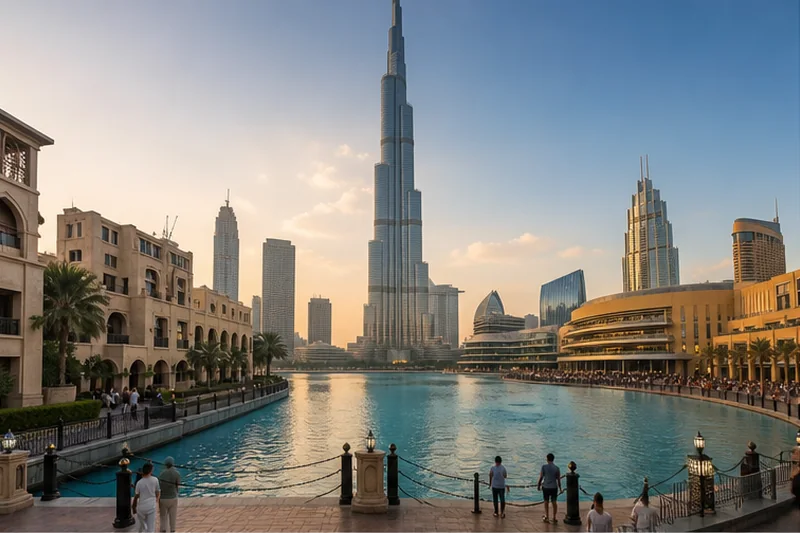 Downtown Dubai waterfront with Burj Khalifa