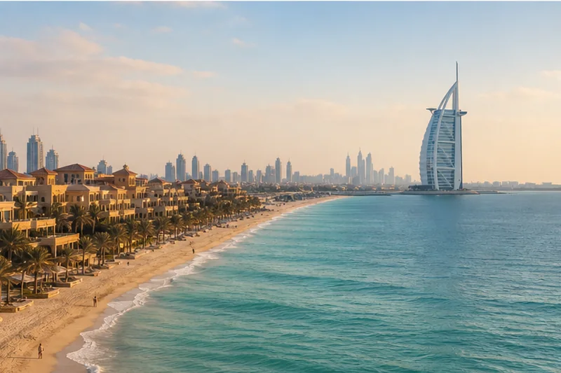 Jumeirah coastline and resort district in Dubai