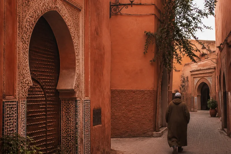 Medina near Jemaa el-Fna neighbourhood atmosphere in Marrakech