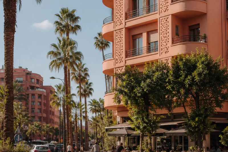 Gueliz neighbourhood atmosphere in Marrakech