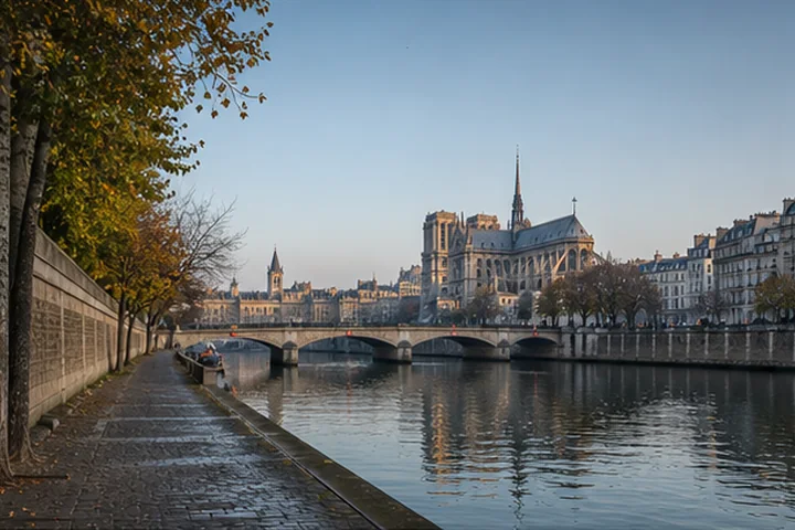 The Seine, Île de la Cité and Left Bank streets in Paris
