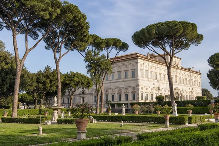 Borghese gallery exterior and gardens in Rome