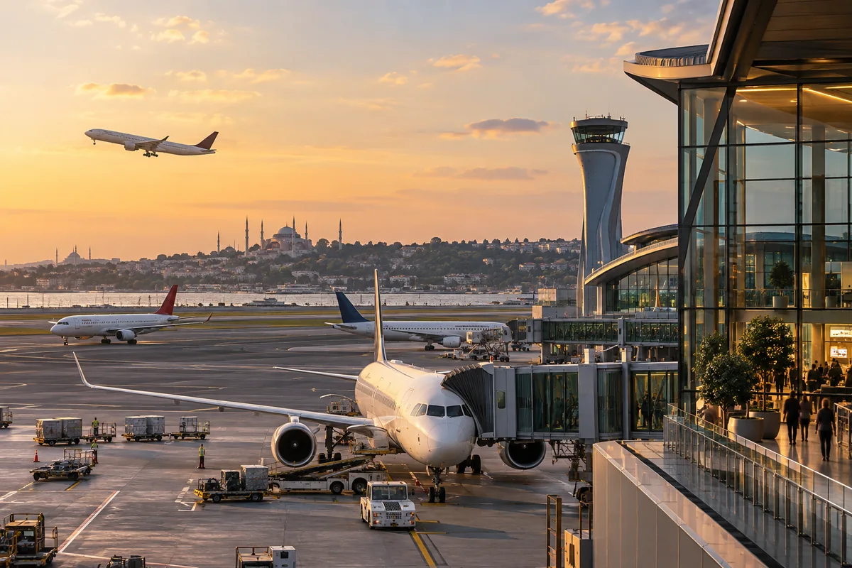 Airport scene representing Istanbul arrival airport options