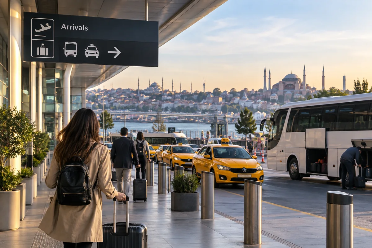 Travelers arriving in Istanbul with airport transfer and city arrival context