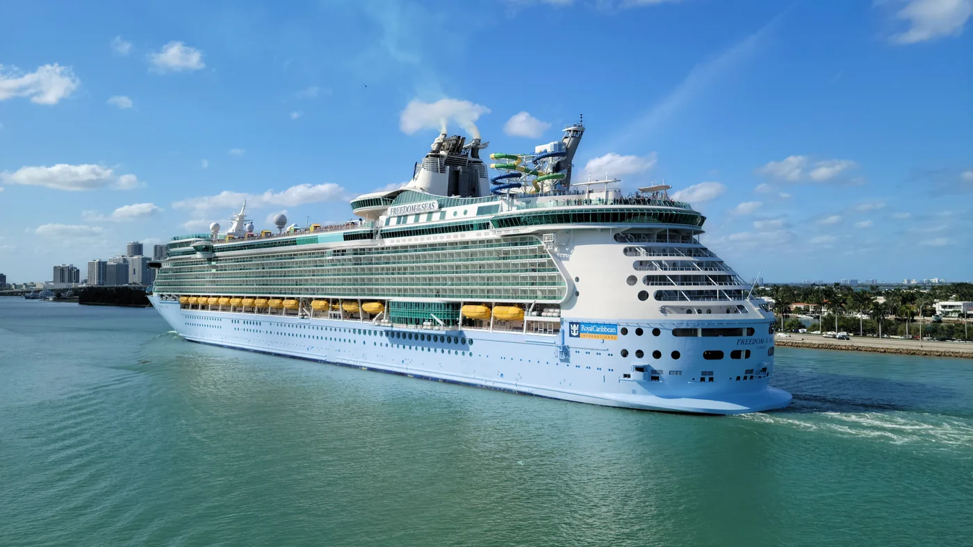 Freedom of the Seas photographed at PortMiami in 2024