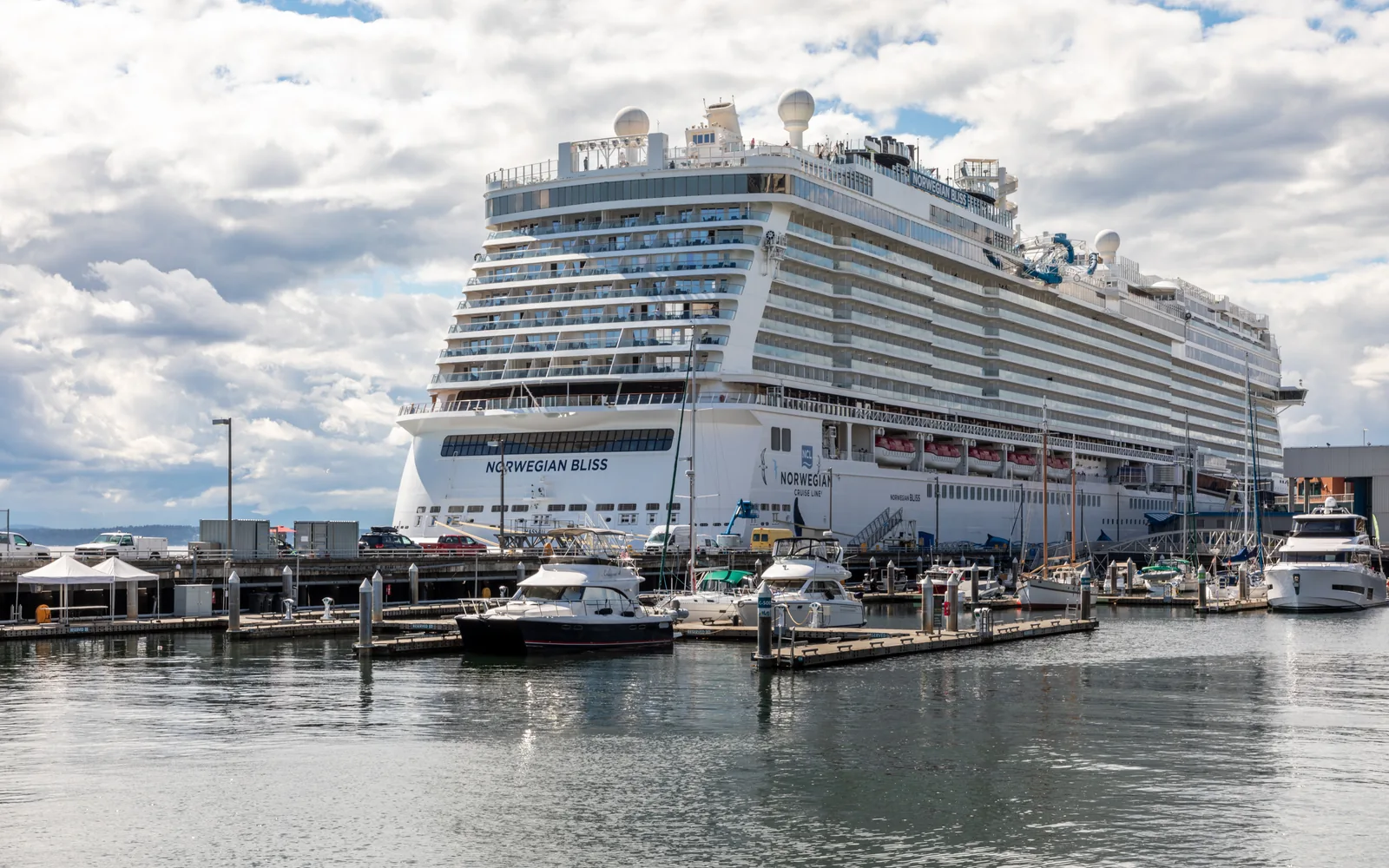 Norwegian Bliss docked at Seattle Pier 66